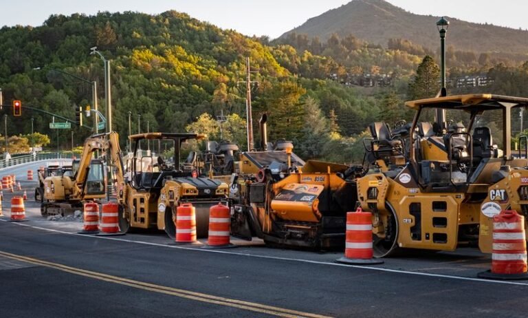 Heavy construction machinery at long-term infrastructure project UAE
