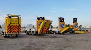 EMI road safety maintenance truck fleet for crash cushion and TMA rental services in Dubai UAE